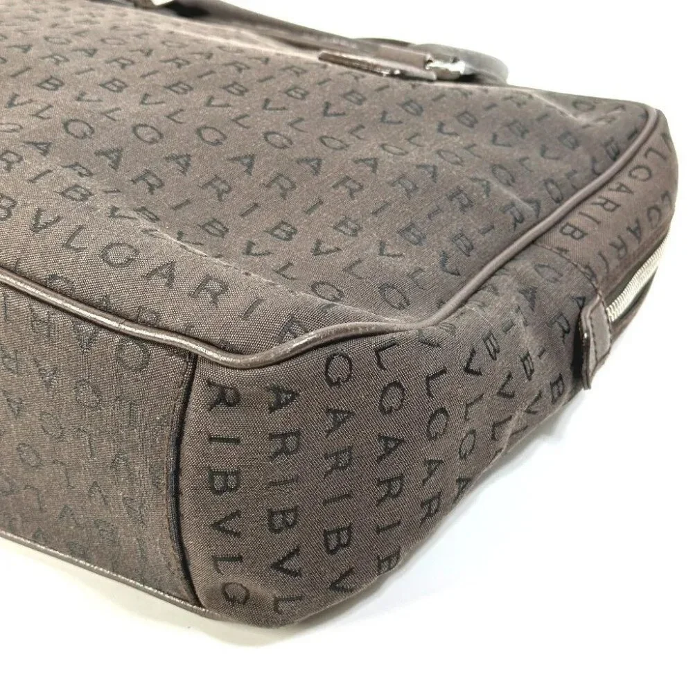 BVLGARI Hand Bag Logo mania briefcase bag Business bag Canvas Brown/Orange